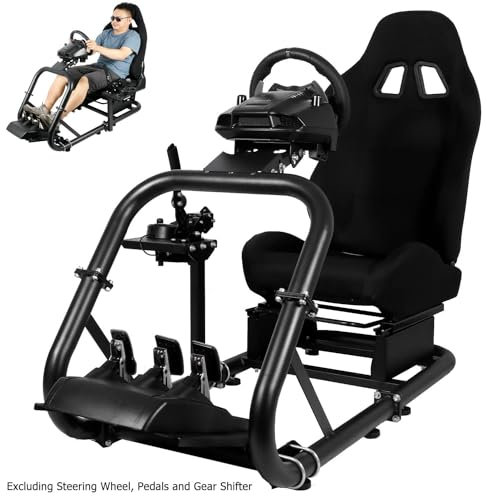 Dardoo Racing Simulator Cockpit Frame with Real Blackseat Fits for Logitech G923 G29 G920, Thrustmaster, Fanatec, Xbox Adjustable Racing Wheel Stand, Not Included Wheel, Pedal and Handbrake