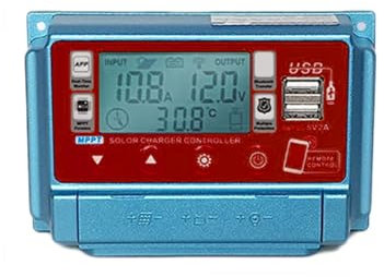 Mulcort WiFi+BT 30A Solarladeregler 12V/24V/36V/48V/60V Laden MPPT-Controller LCD-Display Dual-USB-5V-Ausgangsregler APP-Fernbedienung Solarladeregler