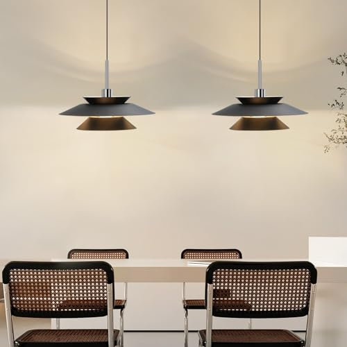 ZMH 2ER Hängelampe Schwarz Hängeleuchte Vintage Esstisch Pendelleuchte Modern Metall Esszimmerlampe E14 1 Fammig Höhenverstellbar Esstischlampe für Esszimmer Küche Schlafzimmer Wohnzimmer