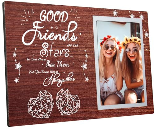 Friends-Bilderrahmen, Geschenke für sie/ihn, 10,2 x 15,2 cm, Naturholz, Freundschafts-Bilderrahmen, Geburtstagsgeschenk, Abschlussgeschenk für Frauen, Freunde, beste Schwester, Frauen, Mädchen