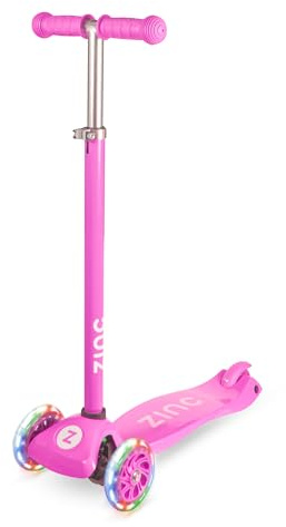 Zinc Star Three Wheel Kids Scooter - LED Light up Wheels, Height Adjustable, Non-Slip Deck, Age 3+, Boys And Girls Great Gift Idea, Ideal For Beginners