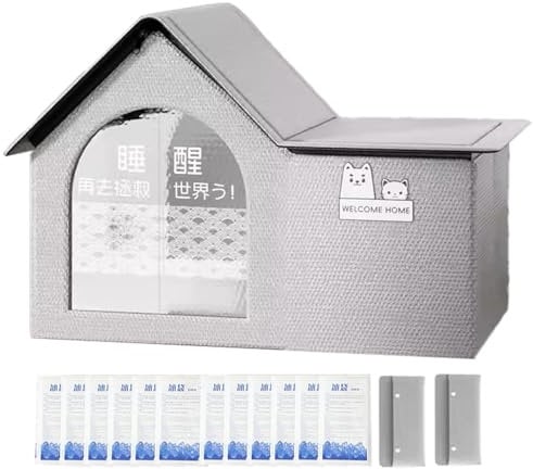 Air Conditioned Dog House - Cat Air Conditioned House| Ventilate Cat Cooling House| Cooling Dog House with 10 Ice Packs| Cat And Dog House| Foldable Dog Shelter for Backyards, Decks, Yards