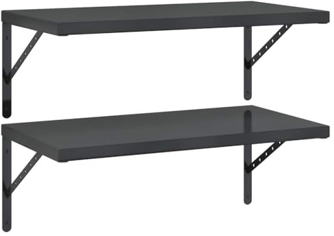 vidaXL Wandregale 2 STK. 75x40 cm Schwarz Edelstahl, Schweberegal, schwebendes Regal, Hängeregal, Wandboard, Regal, Regalbrett, CD Regal, DVD Regal