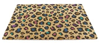 Artsy Mats - Multi Colour Leopard Print Coir Doormat - Made from Tufted Coconut Fibre - Non-Slip Natural Rubber Backed Doormats Indoor - Heavy Duty, Decorative OutDoormats, (60x40cm)