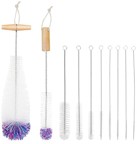 Flaschenbürste für Glasflaschen Flaschenreiniger, 10 STK Reinigungsbürste, Reinigung Flaschenreiniger für Glaskaraffe,Trinkflaschen,Babyflaschen,Sodaflaschen (Weiß 10 Stück)