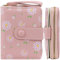 Farcauo Portafoglio Donna Piccolo Rosa Stampa a Margherita Mini Portafoglio con Fiore Carino Donna Piccolo Carta di Credito Slim Portamonete in Pelle Squisita PU