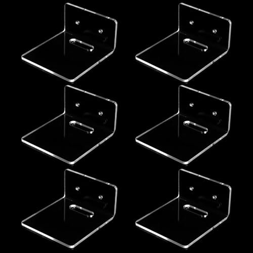 ASelected 6 Pack Acrylic Wall Shelves,Clear Floating Shelf Wall Mount Shelf Display Ledges Shelves with Screws and Adhesive Sticker,Hanging Shelves for Kids,Bathroom,Living Room,Bedroom,Kitchen