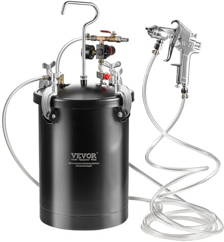 VEVOR Contenitore a Pressione per Vernice Spruzzo, Contenitore a Pressione Automatico Capienza 15 Litri Funzione di Agitazione, Pressione Regolabile 60PSI, Contenitore a Pressione per Vernice
