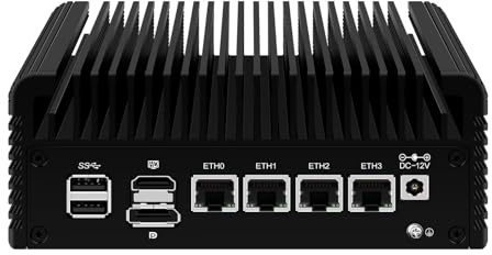 ROUAFWIT Mini PC N150 (Upgraded N100) Firewall Appliance, 4 Port i226-V 2.5GbE LAN Mini Computer, Fanless Micro PC DDR5 8GB RAM 128GB SSD, PCIe3.0 x4, 2-Display, TF, Support Pfsense