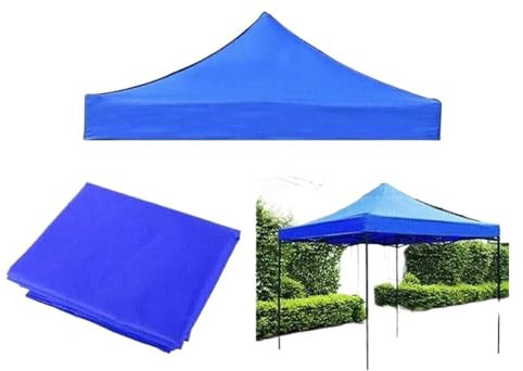Toile Pour Tonnelle Auvent couverture supérieure remplacement quatre coins tente tissu pliable imperméable à la pluie Patio pavillon remplacer Gazebo auvent couverture supérieure bleu(Blue-2.9x2.9m)