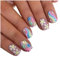 24pcs Colourful Flower & Rainbow Short Square Press On Nails, Smiling Face Designs