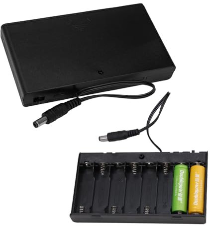 2PCS 12V 8 x AA Battery Holder, Plastic Battery Storage Case with 2.1mm x 5.5mm DC Plug ABS Battery Storage Box with Swith for CCTV Arduino DIY Electronics Motors Solenoids LED Strips Custom Projects