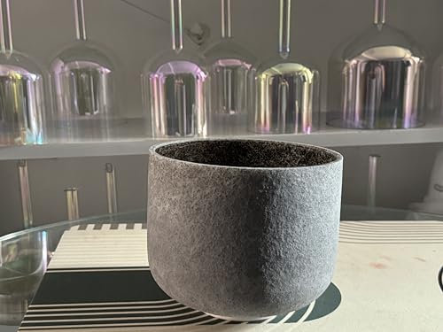 Bol chantant en cristal de quartz et obsidienne fondue du chakra racine C 20,3 cm