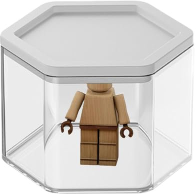 Vitrine für Figuren, transparent, stapelbar, Transparente Aufbewahrungsbox Spielzeug Andenken mit Deckel für Schreibtisch Schlafzimmer Theke (Weiß)