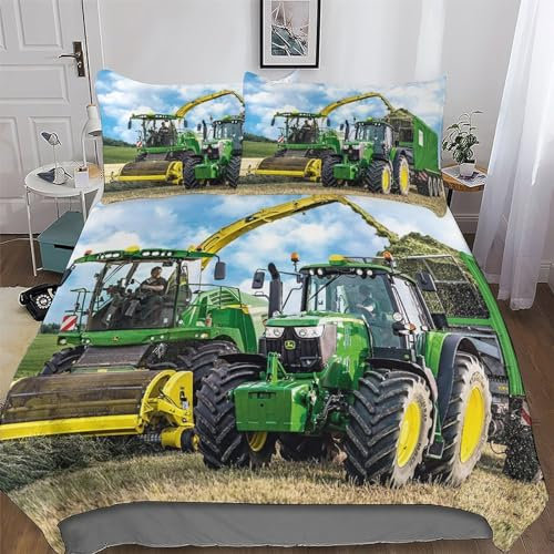 AAPZY Traktor Bettwäsche & Kissenbezug - Bettbezüge Aus Atmungsaktivem Mikrofaser, Superweiches Bettbezug Set 2teilig, Angenehme Bettdeckenbezug Single (135x200cm)