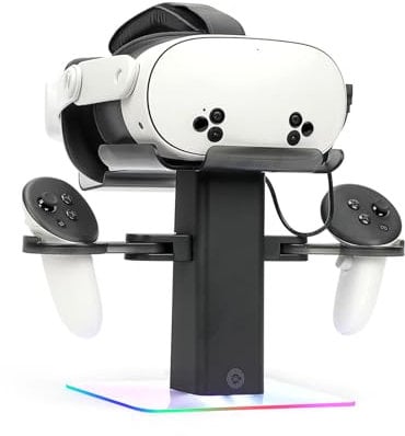 Growalleter Ladestation-Dock für Oculus/Meta Quest 3S/3/2/Pro Zubehör, LED-RGB-Licht, Vertikaler Ladeständer und Controller-Halter – Nur Laden für VR-Headset (Schwarz)
