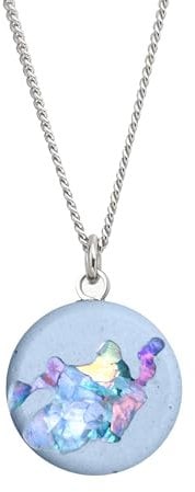 Concrete Jungle | Halskette MARY Damen | 925 Silber | Kette Anhänger rund | Silber-Schmuck Beton | Geschenk Freundin, Mama, Tochter, Frau Geburtstag | 45-50cm Länge (Blue Crystal Silver)