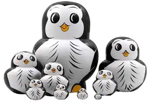 Russische Matroschka Nistpuppen Set Mit 10 Handbemalten Holzfiguren Dekoren Pinguinen Kunsthandwerk Für Ausstellungspuppen