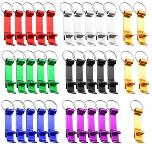 Sivono 35 Stück Aluminium Flaschenöffner Schlüsselring, Klaue Bar Flaschenöffner mit Schlüsselanhänger, 7 Farben