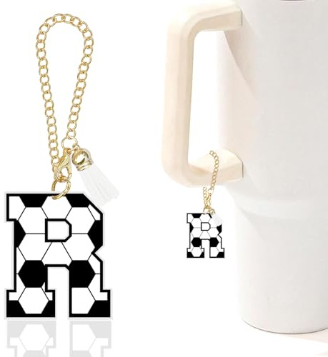 Initial A-Z Water Bottle Letter Charms for Stanley 40oz Tumbler,Personalized Stanley Cup Accessories, Soccer, Acrylic