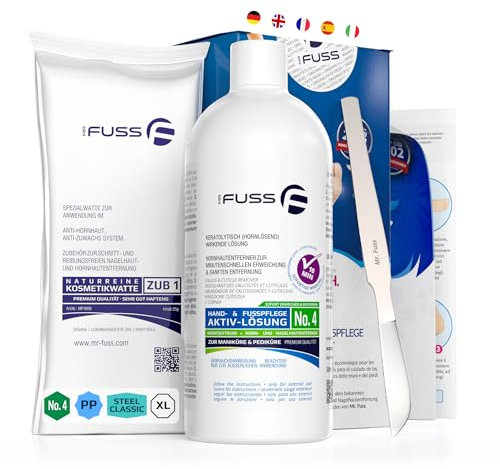 Mr. Fuss Hornhautentferner Aktiv Lösung No. 4 Plus Pack Steel Classic - 3 tlg. Hornhaut Fußpflege Set