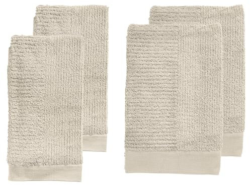 Zone Denmark Classic Handtuch Set Baumwolle, 2 x Handtuch 50x100 cm und 2 x Badetuch 70x140 cm, 100% Oeko-Tex Zertifizierte Baumwolle, 4er-Set, Sand