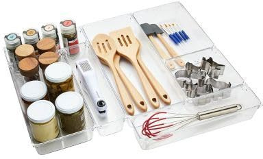 Lakeland Transparent Clear Drawer Organiser Set of 7 Different Sizes