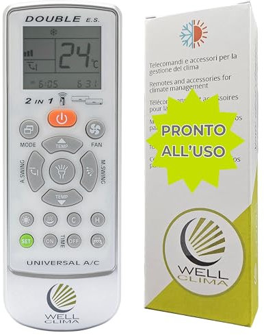 Wellclima Telecomando Compatibile con modelli Unico, Issimo e Climapiù per Olimpia Splendid, Unica Alternativa all’Originale, Pronto all’Uso, Già Configurato Solo per questi Modelli, Batterie incluse