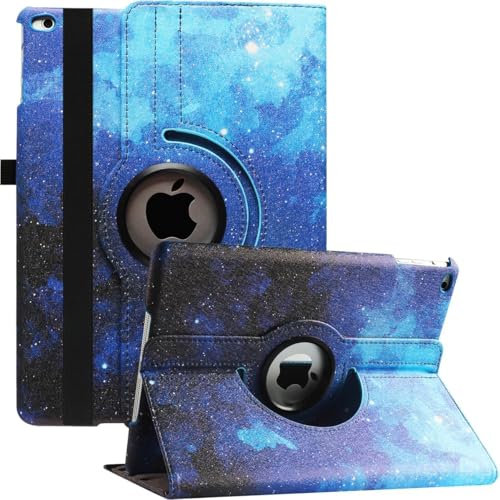 Étui rotatif pour iPad 9ème génération 2021, 8ème génération 2020, 7ème génération 10,2 2019 - Support rotatif à 360 degrés avec plusieurs angles de vue, réveil/sommeil automatique (étoile bleue)