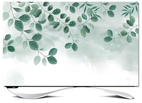 BCJMKDX tv screen protector, Simple Modern Style Tv Cover Soft Fabric Tv Covers Indoor Dust-proof 3D Leaves Flower Pattern Waterproof Tv Cover LCD LED HD Display Dust Cover,Color:A(A,65in(152x92cm))