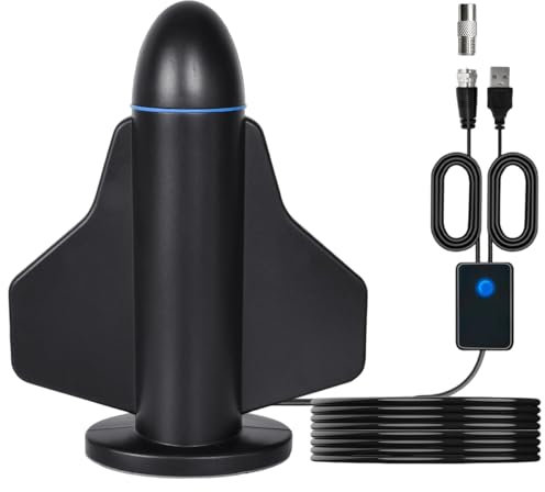 Antenne TV Intérieure,Antennes HDTV avec Amplicateur de Signal Amélioré avec Base Magnétique, Réception Numérique Stable, Capte Chaînes Gratuites pour 4K 1080P All HD Chaînes Télévision