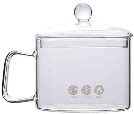 Peakjune Marmites à Soupe en Verre,Marmites à Soupe Transparente,Casserole en Verre avec Couvercle,Mini Cocotte Multifonctionnel,Marmites en Verre Chauffantes,pour Pâtes,Nouilles,Soupe