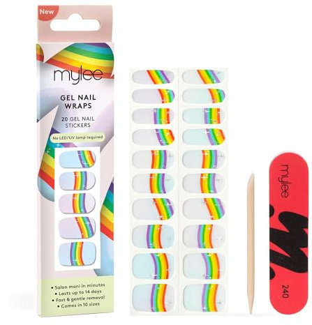 Mylee Gel Nail Wraps [Loud & Proud] – Pride Collection – 10 Pre-Cured Gel Stickers – No Lamp Needed, Chip-Resistant, Glossy Finish, Lasts Up to 14 Days – Easy to Apply, Vegan & Cruelty-Free