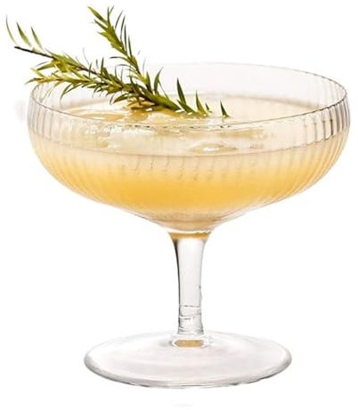 FAJNUZI2024 Coupes Champagne Verre à champagne avec corps nervuré, 1 verre à champagne à large ouverture, capacité 6,76 oz for restaurants et bars Flûtes à champagne
