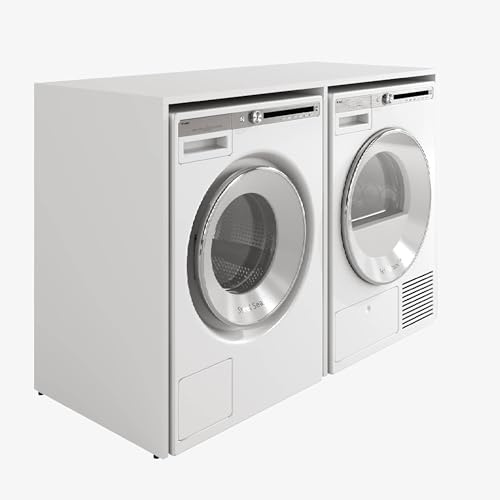 PLATAN ROOM Armadietto per lavatrici, larghezza 130 cm, con armadietto, per lavatrice o asciugatrice, per bagno (senza armadio, bianco opaco)