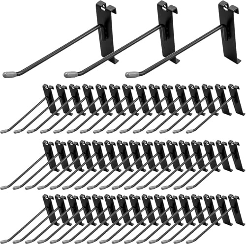 Malloom 50 Pack Gridwall Hooks, 5cm Gridwall Panel Hooks Metal Gridwall Hanging Hooks Hangers Black Commercial Grade Gridwall Pegs Gridwall Accessories for Garage Shop Retail Display