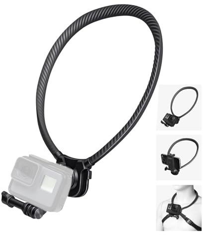 Tridep Action Camera Neck Mount & Phone Holder with Clip & Adapter, | Hands-Free Selfie/Video Recording Stand Compatible with Mobile Phones, GoPro 13-7, Osmo Action 5 Pro-4 & 360 X5
