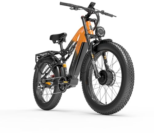 cysum MG800 E-Bike für Damen und Herren, Elektrofahrrad mit Doppelmotor, 48v 20AH, 95Nm Motor, 120 km Reichweite, hydraulische Scheibenbremse (Orange)