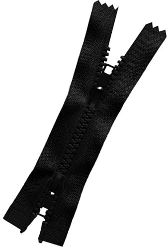 Schneidereibedarf Werner Reißverschluss für Jacken, Reißverschluss für Mäntel, 6mm Krampenschiene (Kunststoff), Teilbar, X-Form/2-Wege (Farbe: schwarz (580), Länge: 95 cm)