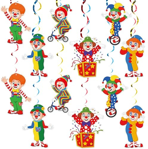 AUNGCSHE Clown Girlande faschingsdeko, Zirkus Deko Spiral Girlanden and Karneval Deko Clown Girlande für Fasching Deko, Hanging Swirls, Zirkus, Geburtstag, Hochzeit (C)
