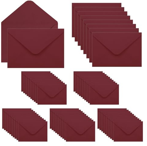 FEIHS 60 Stück Kraftpapier Umschläge, Weinrot Briefumschläge, Briefumschläge Ohne Fenster, Mini umschläge, für Grußkarten, Einladungs,Geburtstagskarten (Karte und Kleber Nicht Enthalten,15.5 x 10.5cm)
