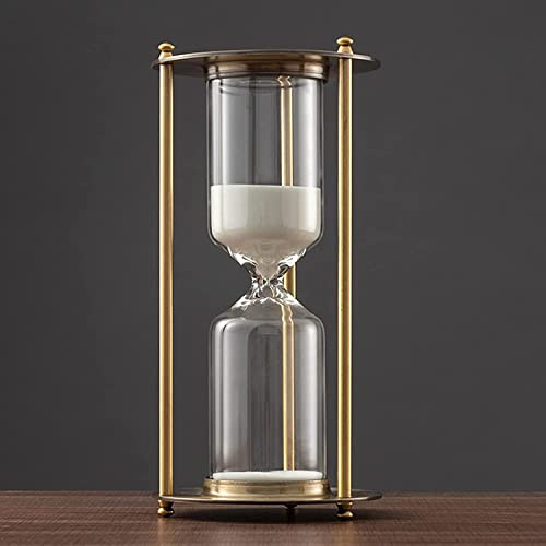 Sablier, Sablier nordique moderne, sablier créatif, cadre en métal, verre borosilicate, 30/60 minutes, décoration de salon, luxe et simplicité(White,30 minutes (7 * 18cm))