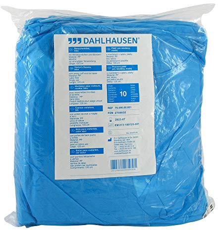 BESUCHERKITTEL m.Strickbünd.z.Bind.120x144 cm blau 10 St