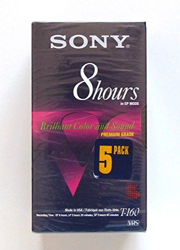 Sony T-160 8 Hours in EP Mode Blank Video Cassette - 5-Pack