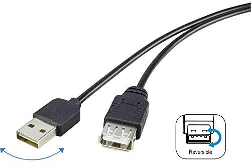 Renkforce USB-Kabel USB 2.0 USB-A Stecker, USB-A Buchse 1.80m Schwarz beidseitig verwendbarer Stecke