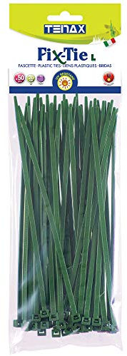 Tenax Fix-Tie L Bridas de Plástico Multiusos, tamaño: 20 cm, Verde, Paquete de 50 Unidades