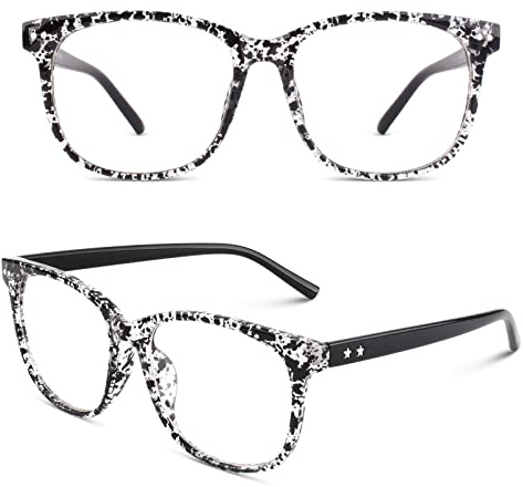 CGID CN81 Damen Herren Styler klassische Nerdbrille Streberbrille Pantobrille 80er Jahre Klarglas Fashion Oversized Nerd Geek Style,Schwarz Spot