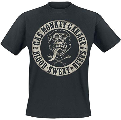 Gas Monkey Garage Blood, Sweat & Beers Uomo T-Shirt Nero M 100% Cotone Regular