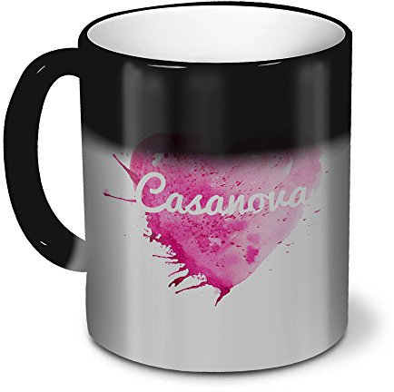 printplanet Zaubertasse mit Namen Casanova - Magic Mug mit Design Painted Heart - Zauberbecher, magische Kaffeetasse