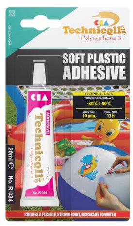 Technicqll Clear Adhesive Glue for Soft PVC Synthetic Materials Upholstery Coated Fabrics 20ml